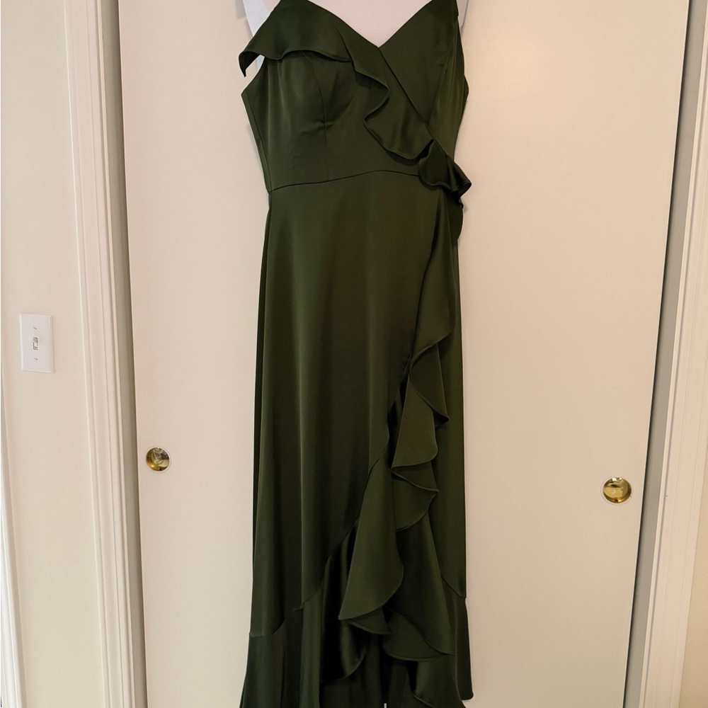 Revelry Olive Green Ruffle Maxi Dress